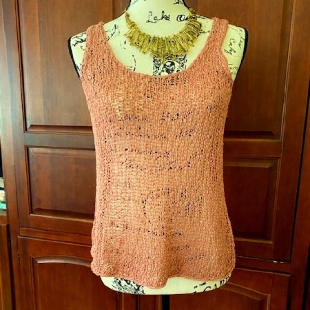 Eileen Fisher Dusty Rose Chunky Loose Knit Tank Top Size M